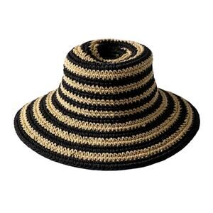 Shiraleah Chicago Jackie Multicolor Woven Stripe Outdoor Straw Bucket Cap Hat OS